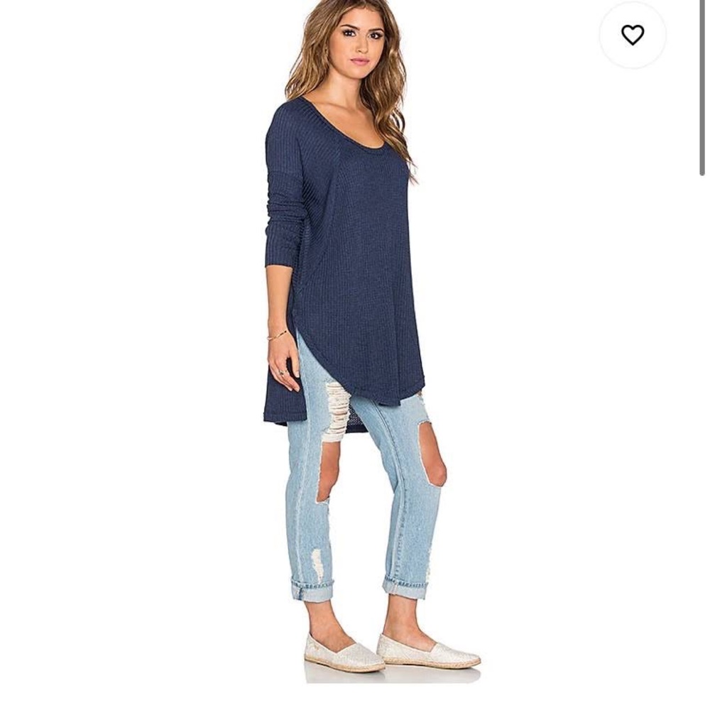 Free People Ventura Thermal Tee in Navy Heather - Picture 2 of 5